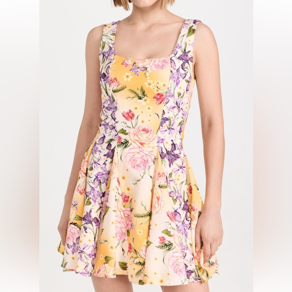 Agua Bendita Floral Mini Dress - Yellow and Purple
